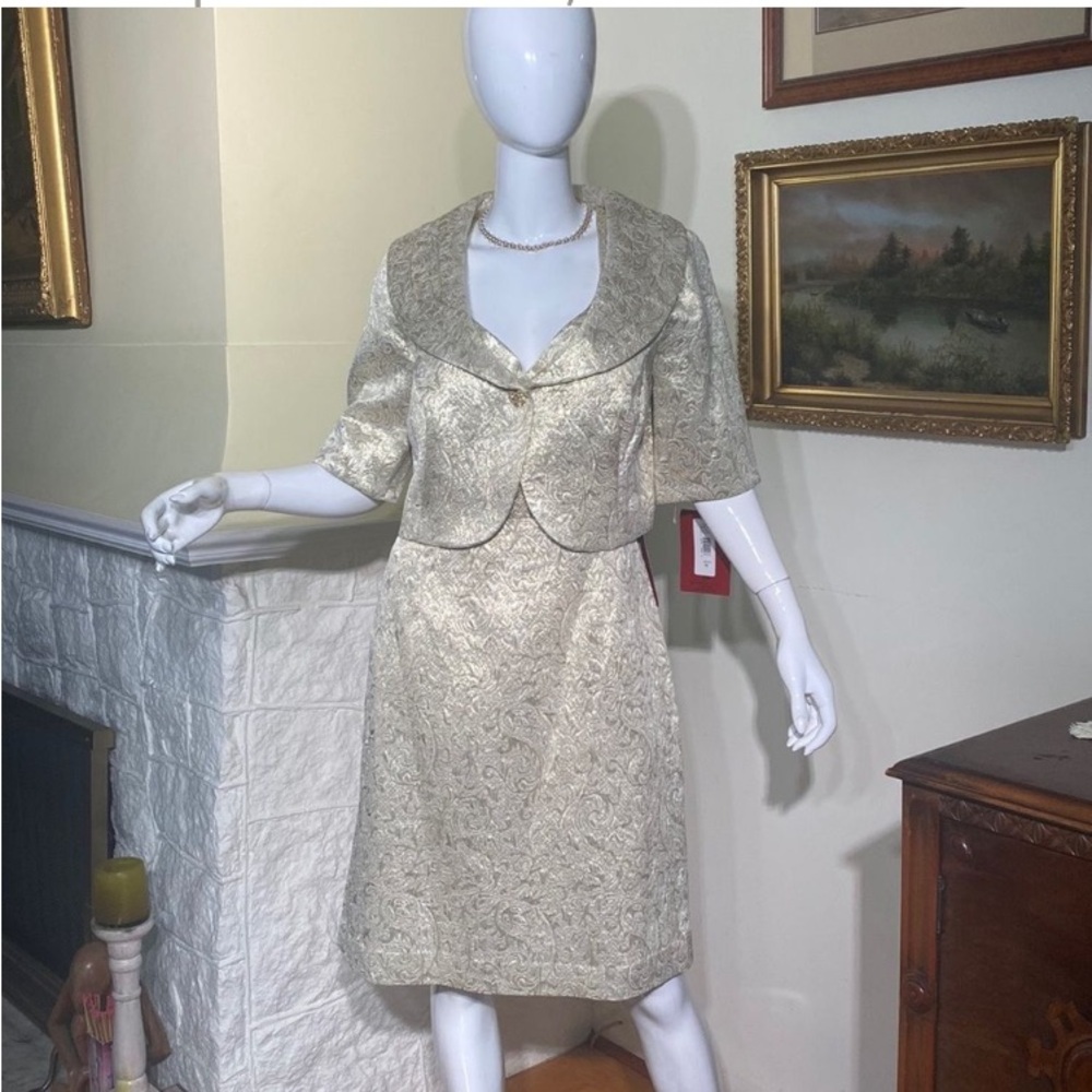 JS Collections Two-Piece Cocktail / Wedding Party Dress & Jacket - Picture 7 of 7